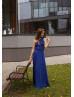 Royal Blue Jersey Full Length Bridesmaid Dress
